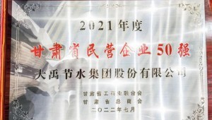 2022年7月4日J9集团节水集团荣获2021年度甘肃省民营企业50强